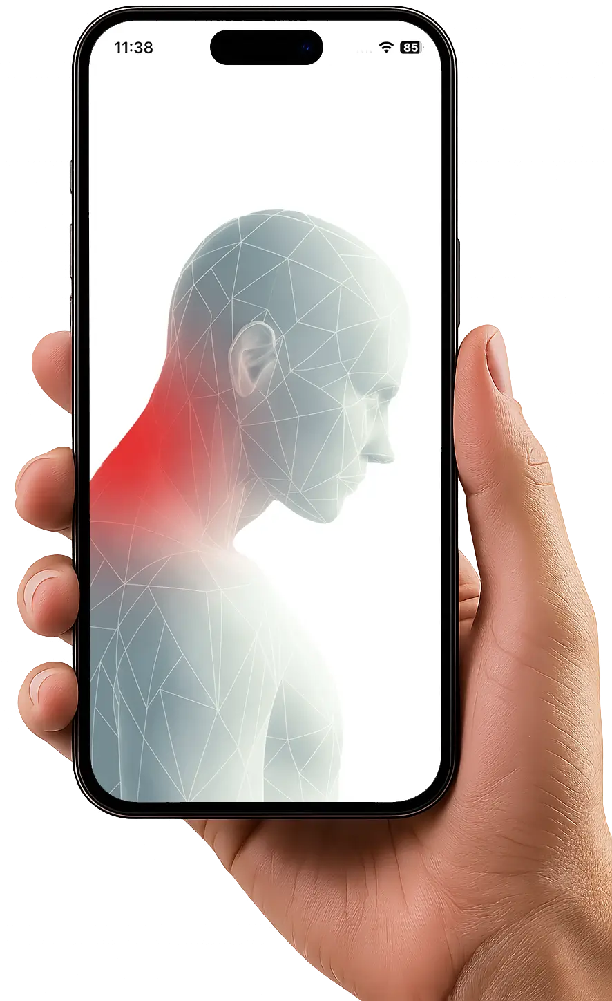 Persona usando el smartphone con el cuello inclinado (Text Neck)